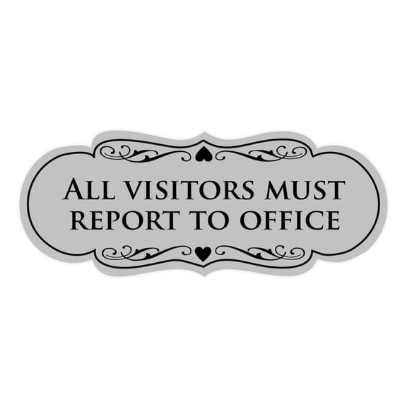 Signs ByLITA Designer All Visitors Must Report to Office Sign (Lt Gray) - Large