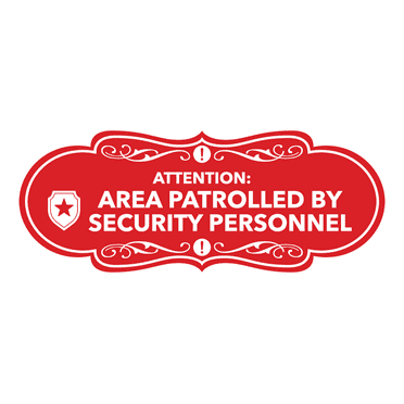 Signs ByLITA Designer Attention: Area Patrolled by Security Personnel Sign (Red) - Large