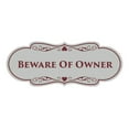 thumbnail image 1 of Signs ByLITA Designer Beware of Owner Sign (Light Grey / Burgundy) - Large, 1 of 5
