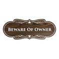 thumbnail image 1 of Signs ByLITA Designer Beware of Owner Sign (Walnut) - Small, 1 of 5