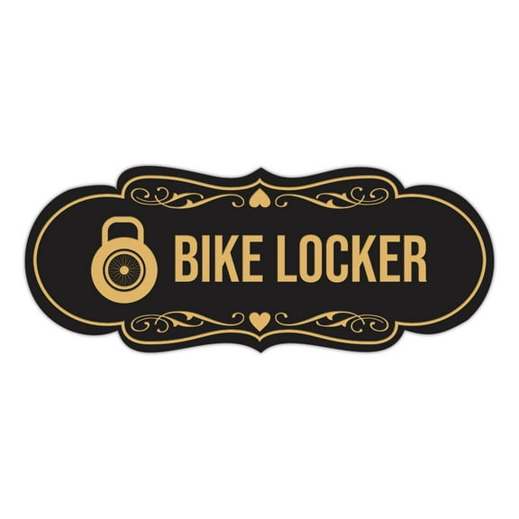 Signs ByLITA Designer Bike Locker Sign (Black /Gold) - Small