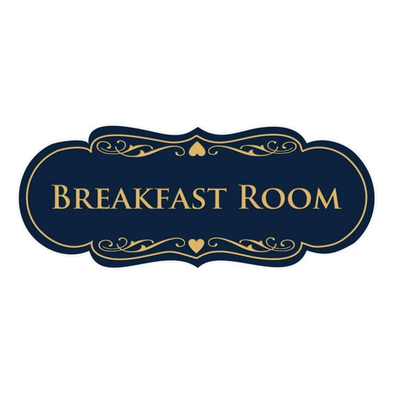 Signs ByLITA Designer Breakfast Room Sign (Navy Blue/Gold) - Medium