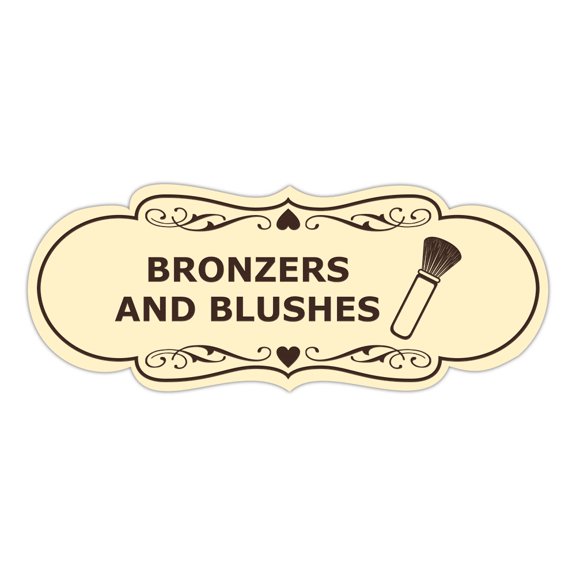 Signs ByLITA Designer Bronzers And Blushes Makeup Area Sign (Ivory/Dark Brown) - Small