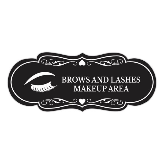 Signs ByLITA Designer Brows and Lashes Makeup Area Sign (Black) - Medium