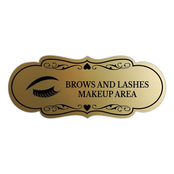 Signs ByLITA Designer Brows and Lashes Makeup Area Sign (Brushed Gold) - Small