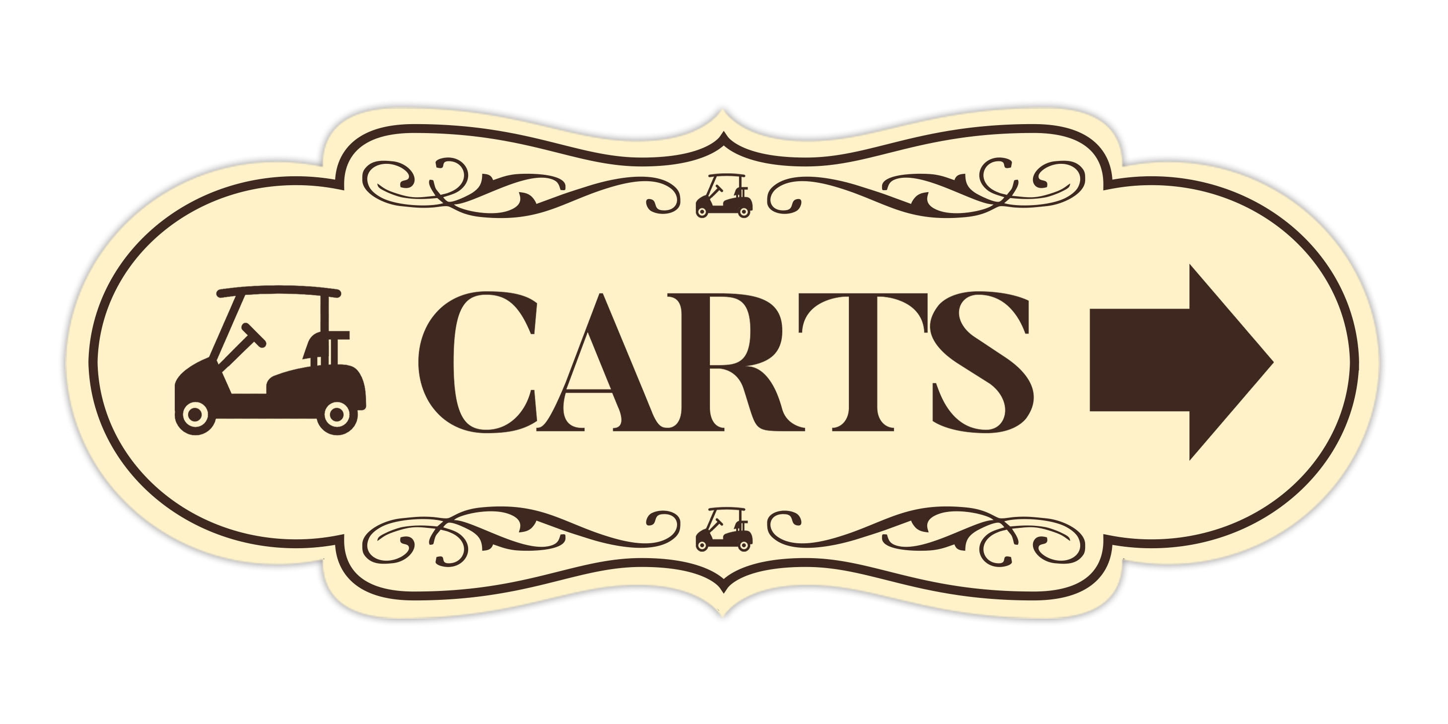 Signs ByLITA Designer Carts (Right Arrow) Sign (Ivory/Dark Brown ...