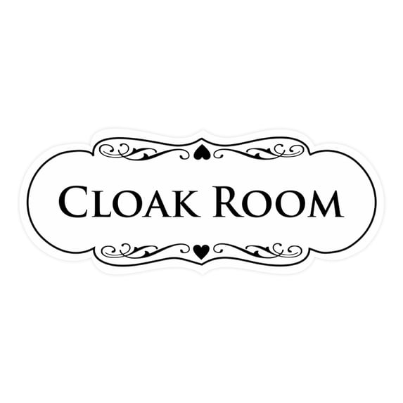 Signs ByLITA Designer Cloak Room Sign (White) - Large