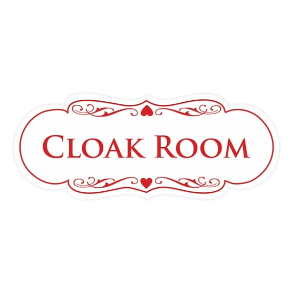 Signs ByLITA Designer Cloak Room Sign (White/Red) - Medium