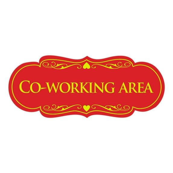 Signs ByLITA Designer Co-Working Area Sign (Red/Yellow) - Small