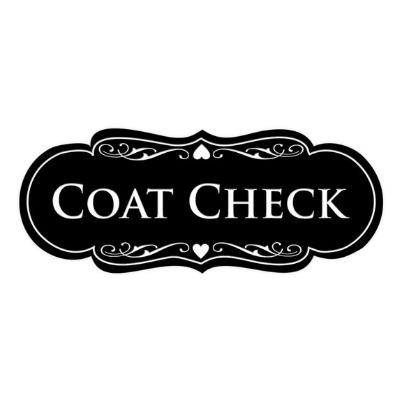 Signs ByLITA Designer Coat Check Sign (Black) - Medium