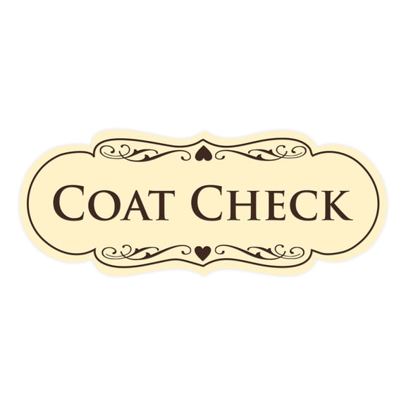 Signs ByLITA Designer Coat Check Sign (Ivory/Dark Brown) - Medium