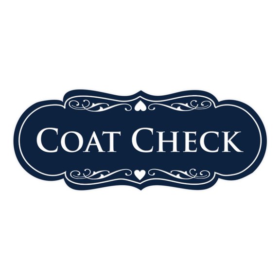 Signs ByLITA Designer Coat Check Sign (Navy Blue / White) - Medium