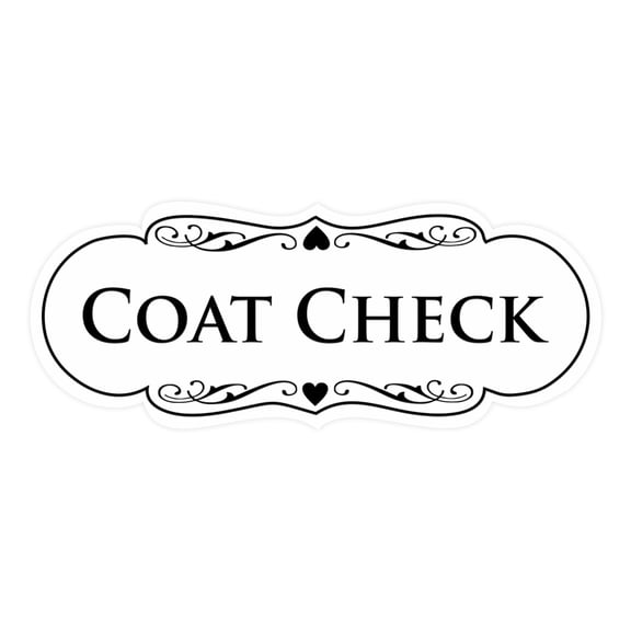Signs ByLITA Designer Coat Check Sign (White) - Medium