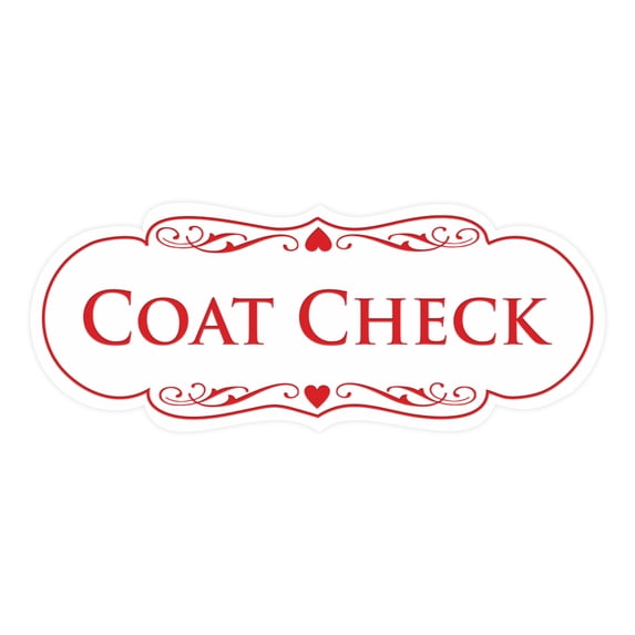 Signs ByLITA Designer Coat Check Sign (White/Red) - Large