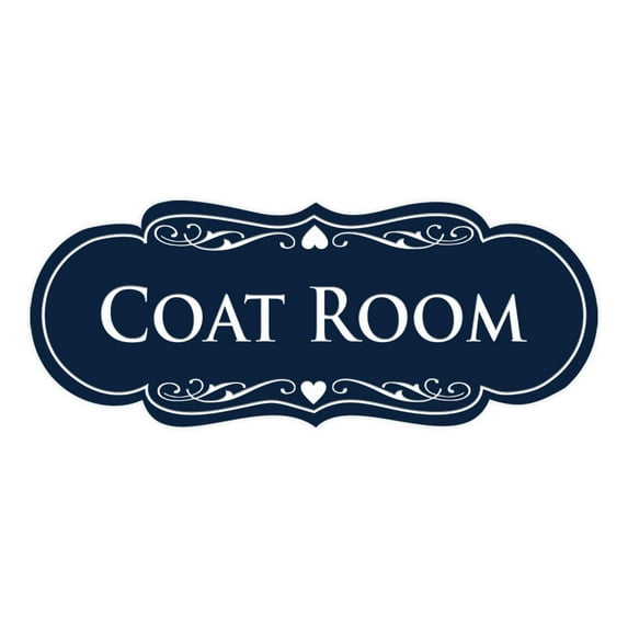 Signs ByLITA Designer Coat Room Sign (Navy Blue / White) - Small