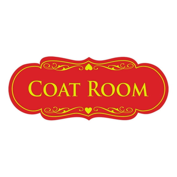 Signs ByLITA Designer Coat Room Sign (Red/Yellow) - Medium