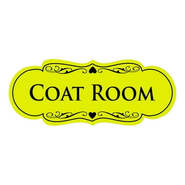 Signs ByLITA Designer Coat Room Sign (Yellow / Black) - Large