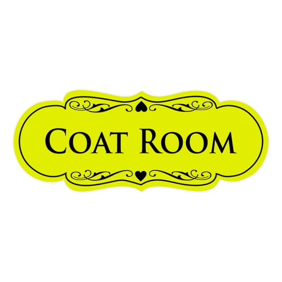 Signs ByLITA Designer Coat Room Sign (Yellow / Black) - Medium