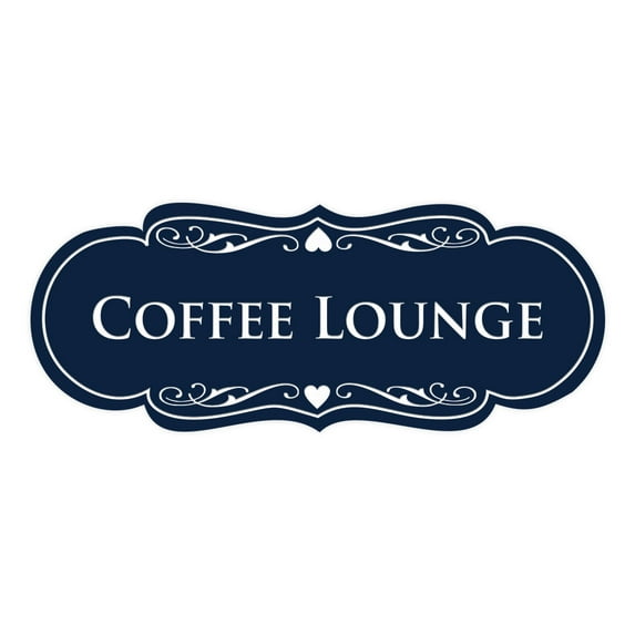 Signs ByLITA Designer Coffee Lounge Sign (Navy Blue / White) - Medium