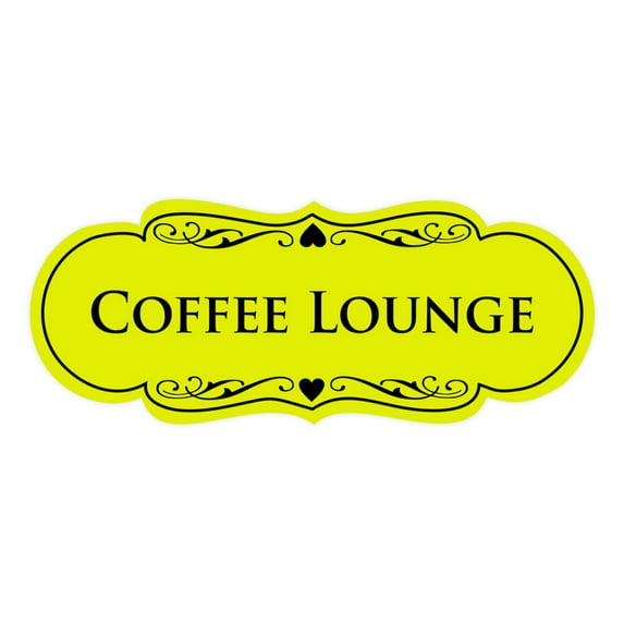 Signs ByLITA Designer Coffee Lounge Sign (Yellow / Black) - Medium