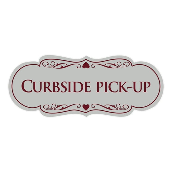 Signs ByLITA Designer Curbside Pick-up Sign (Light Grey / Burgundy) - Medium