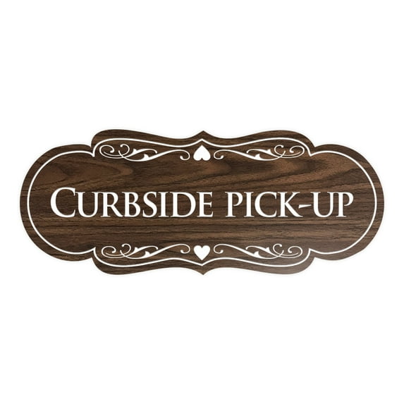 Signs ByLITA Designer Curbside Pick-up Sign (Walnut) - Large