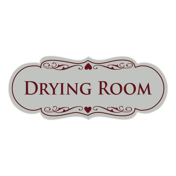 Signs ByLITA Designer Drying Room Sign (Light Grey / Burgundy) - Small