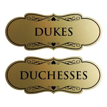 Signs ByLITA Designer Dukes and Duchesses 2 Pack Restroom Sign (Brushed Gold) - Medium