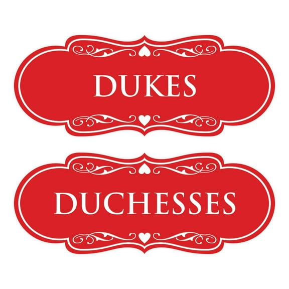 Signs ByLITA Designer Dukes and Duchesses 2 Pack Restroom Sign (Red) - Large