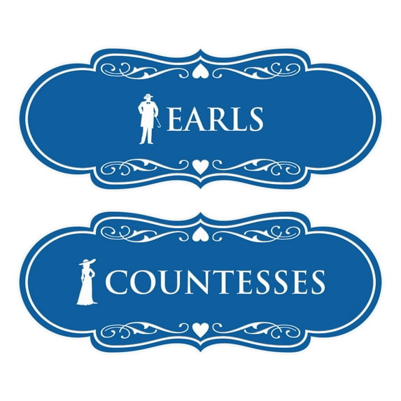 Signs ByLITA Designer Earls and Countesses 2 Pack Restroom Sign (Blue) - Large