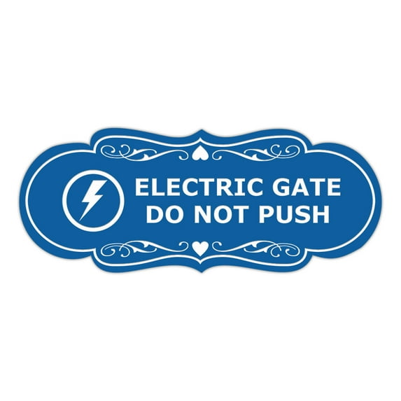Signs ByLITA Designer Electric Gate Do Not Push Sign (Blue) - Large
