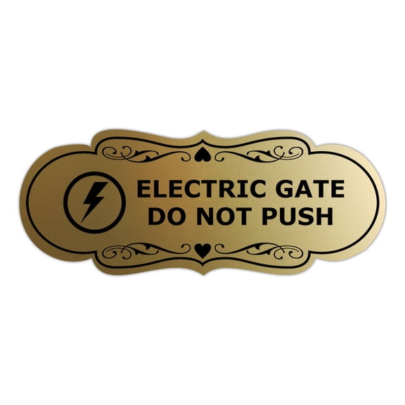 Signs ByLITA Designer Electric Gate Do Not Push Sign (Brushed Gold) - Small