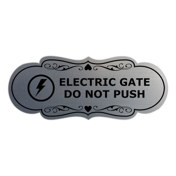 Signs ByLITA Designer Electric Gate Do Not Push Sign (Brushed Silver) - Small