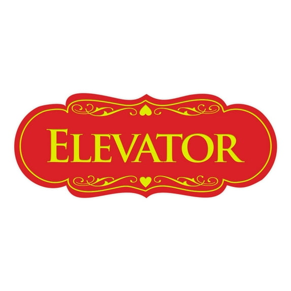 Signs ByLITA Designer Elevator Sign (Red/Yellow) - Medium