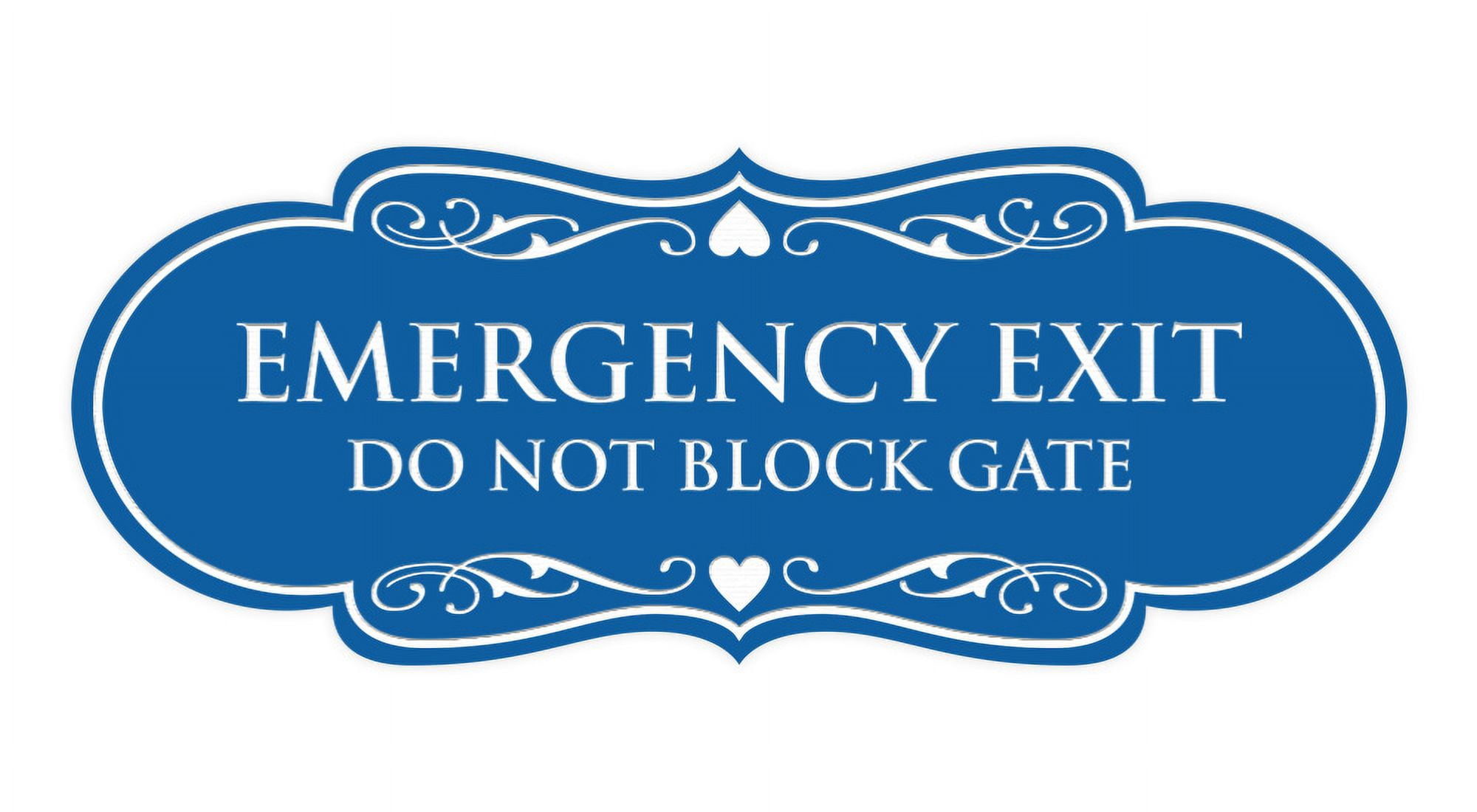 Signs ByLITA Designer Emergency Exit Do Not Block Gate Sign (Blue ...