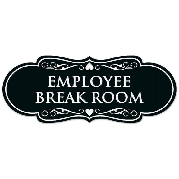 Signs ByLITA Designer Employee Break room Sign - Easy Installation | Durable Wall or Door Sign (Black) - Medium