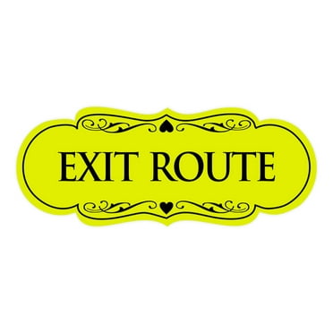 Signs ByLITA Designer Exit Route Sign (Yellow / Black) - Large