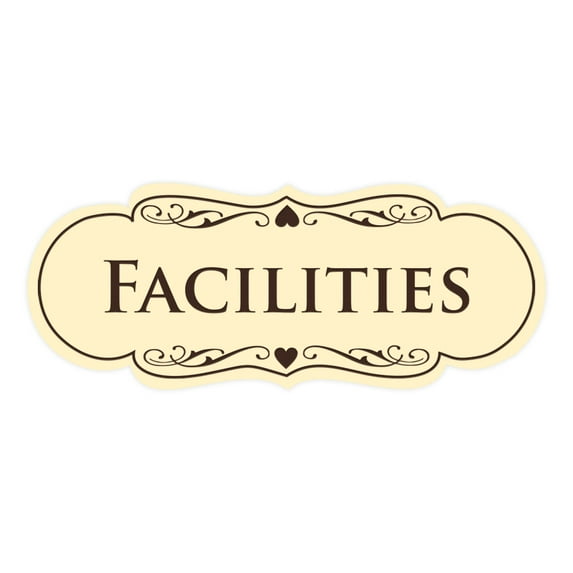 Signs ByLITA Designer Facilities Sign (Ivory/Dark Brown) - Medium