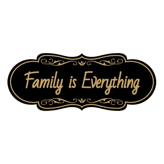 Signs ByLITA Designer Family is Everything Durable ABS Plastic Laser Engraved Easy Installation Elegant Design Sign (Black Gold) - Medium
