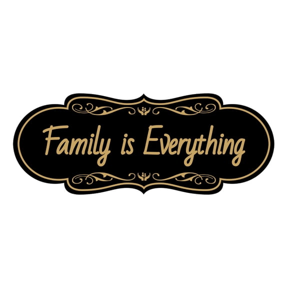 Signs ByLITA Designer Family is Everything Durable ABS Plastic Laser Engraved Easy Installation Elegant Design Sign (Black Gold) - Medium