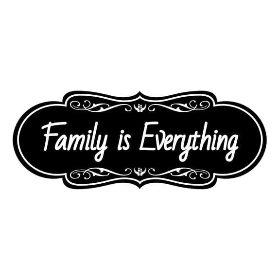 Signs ByLITA Designer Family is Everything Durable ABS Plastic Laser Engraved Easy Installation Elegant Design Sign (Black) - Large
