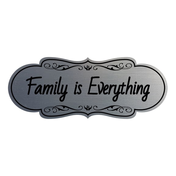 Signs ByLITA Designer Family is Everything Durable ABS Plastic Laser Engraved Easy Installation Elegant Design Sign (Brushed Silver) - Medium