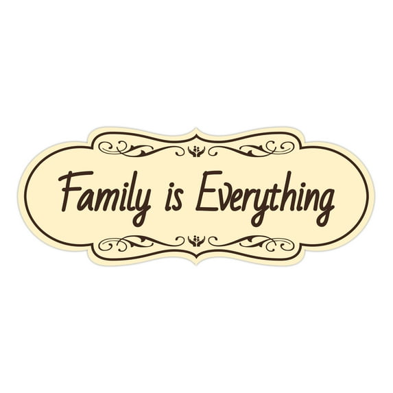 Signs ByLITA Designer Family is Everything Durable ABS Plastic Laser Engraved Easy Installation Elegant Design Sign (Ivory/Dark Brown) - Medium