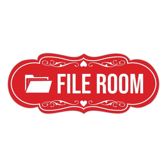 Signs ByLITA Designer File Room Sign (Red) - Medium
