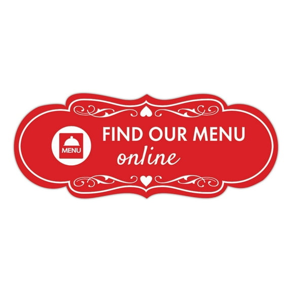 Signs ByLITA Designer Find Our Menu Online Sign (Red) - Large