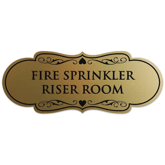 Signs ByLITA Designer Fire Sprinkler Riser Room Sign - Easy Installation | Durable Wall or Door Sign (Brushed Gold) - Medium