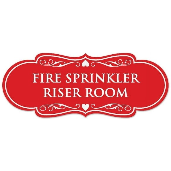 Signs ByLITA Designer Fire Sprinkler Riser Room Sign - Easy Installation | Durable Wall or Door Sign (Red) - Large
