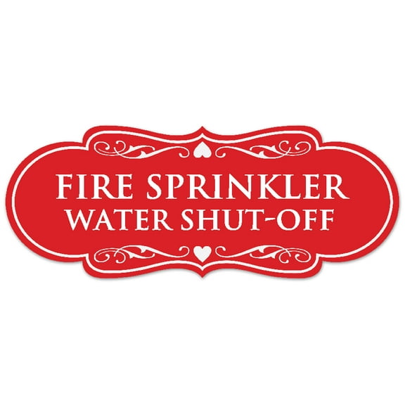 Signs ByLITA Designer Fire Sprinkler Water Shut-off Sign - Easy Installation | Durable Wall or Door Sign (Red) - Large