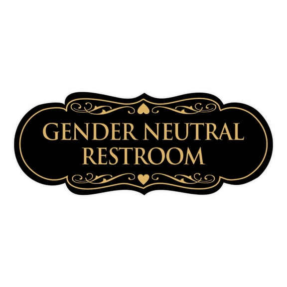 Signs ByLITA Designer Gender Neutral Restroom Sign (Black Gold) - Medium
