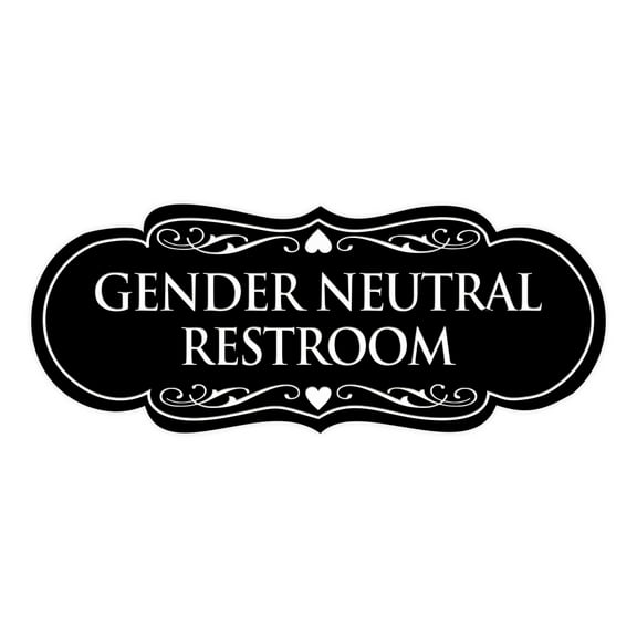 Signs ByLITA Designer Gender Neutral Restroom Sign (Black) - Large